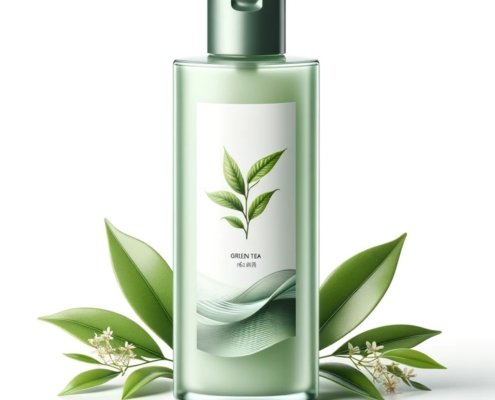 a bottle of Organic green tea facial cleanser